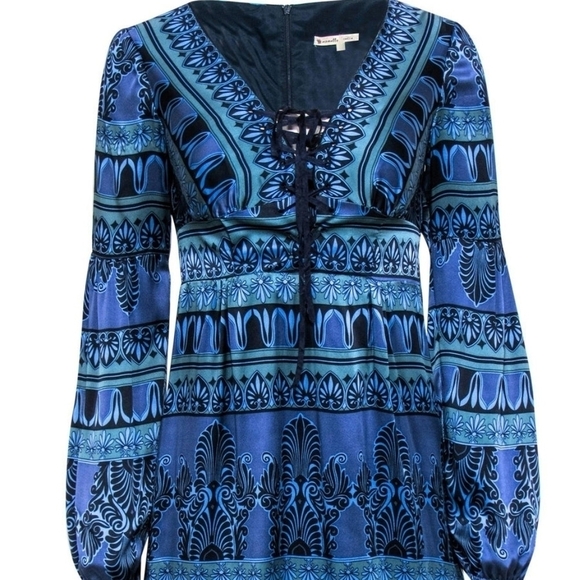 Nanette Lepore Bohemian Lace Up Silk Dress. - Picture 1 of 12